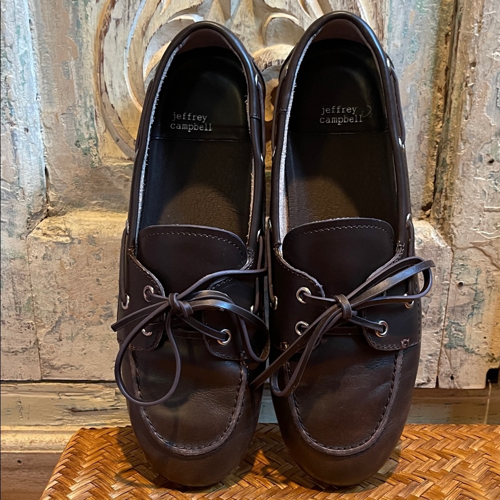 NEW Jeffrey Campbell Boast  Leather Boat Shoe /Brown Brush, 10/ - Picture 7 of 11
